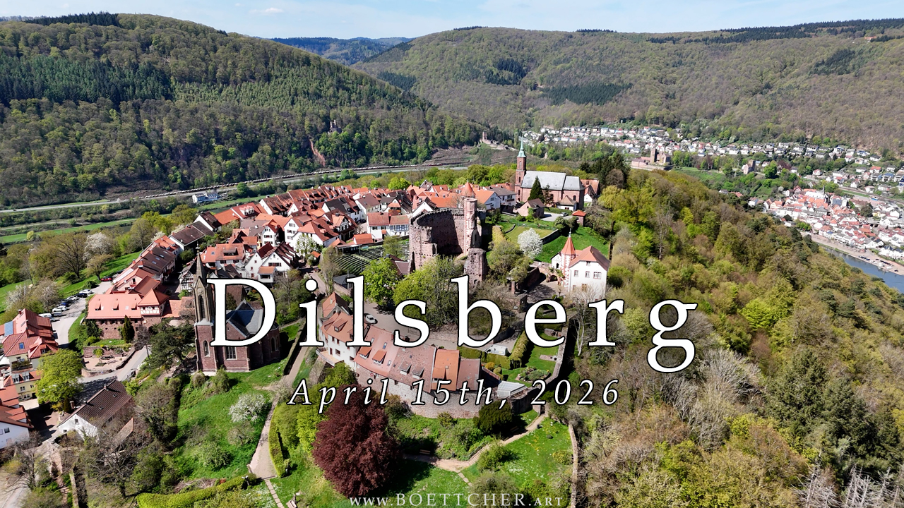 Luftaufnahme von Dilsberg im Frühling