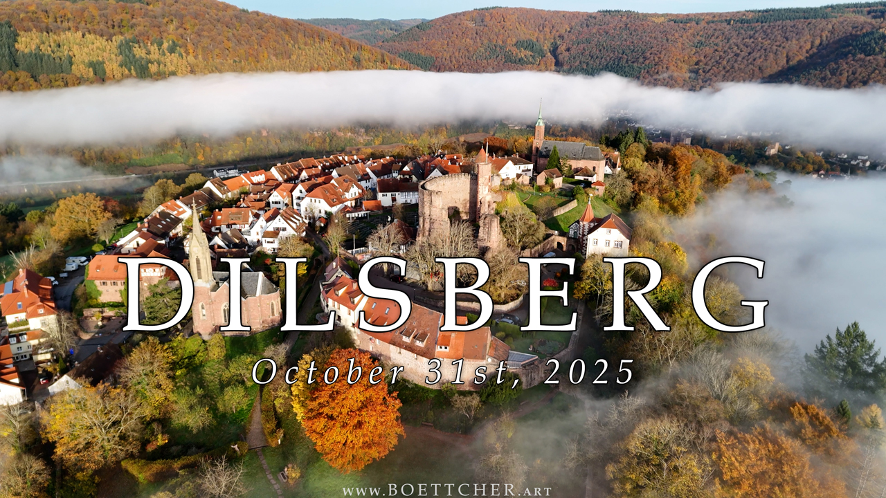 Aerial view of Dilsberg on October 31st, 2025