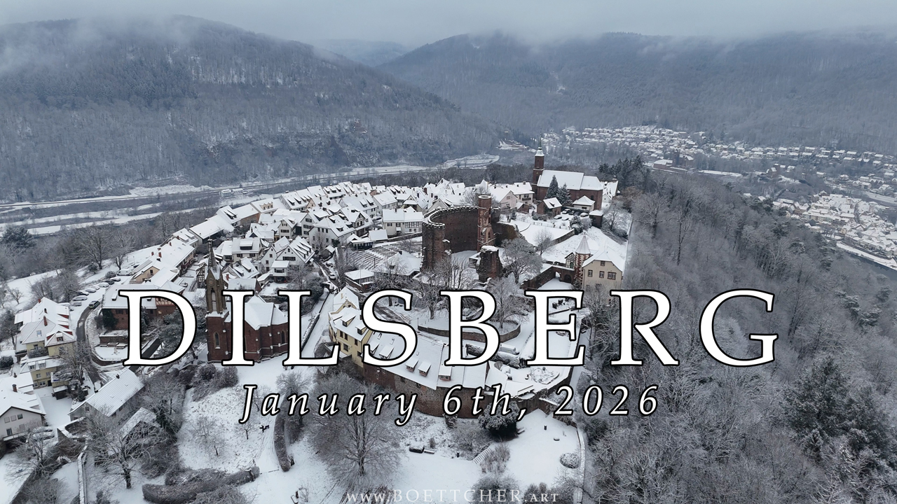 Verschneiter Dilsberg und Burg Dilsberg am 6. Januar 2026